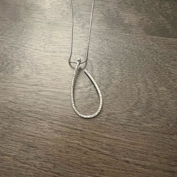 Silver Brighton Necklace with crystal tear drop. - Picture 3 of 6